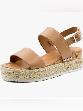 Womens Tan Platform Espadrille Sandals